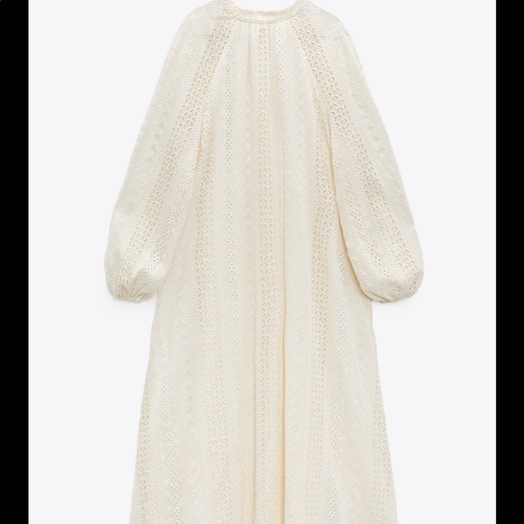 NWT ZARA OPENWORK EMBROIDERY MIDI DRESS - Picture 5 of 10